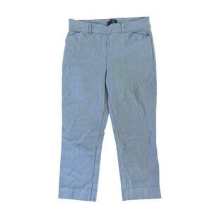 Hilary Radley Womens Blue Striped Cropped Pants Size 12 Rayon Blend